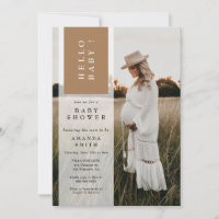 Photo Minimalist Gender Neutral Hello Baby Shower  Invitation