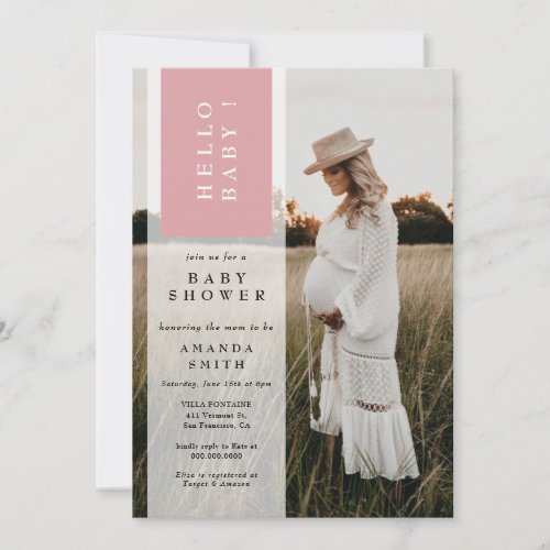 Photo Minimalist Pink Girl Hello Baby Shower Invitation - Photo Minimalist Pink Girl Hello Baby Shower Invitation
Message me for any needed adjustments :)