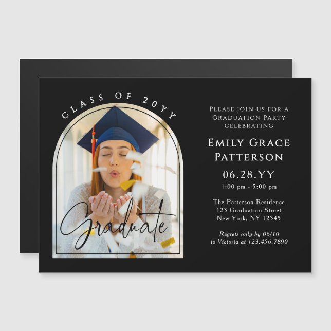 Photo Modern Arch Graduate Script Graduation Party (Front/Back)