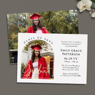 Photo Modern Arch Graduate Script Graduation Party Foil Invitation