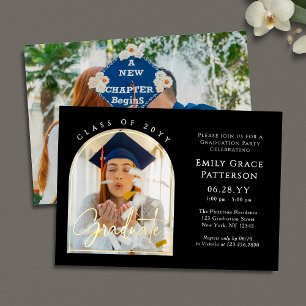 Photo Modern Arch Graduate Script Graduation Party Foil Invitation