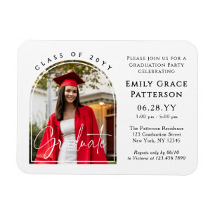 Photo Modern Arch Graduate Script Graduation Party Magnet