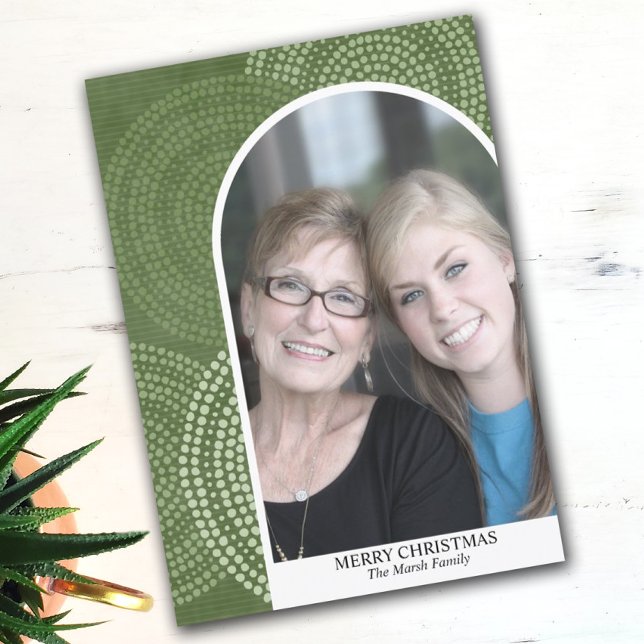 Photo modern arch Merry Christmas Abstract Circles Holiday Card (Creator Uploaded)