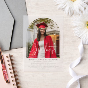 Photo Modern Arch Script Graduation Announcement