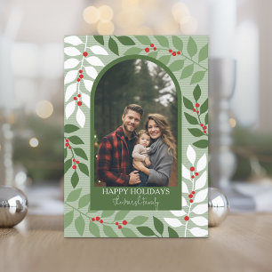 Photo modern arch - whimsical branches Christmas Holiday Card