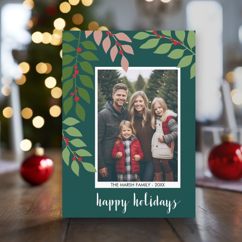 Photo modern berries branches _ Happy Holiday Card
