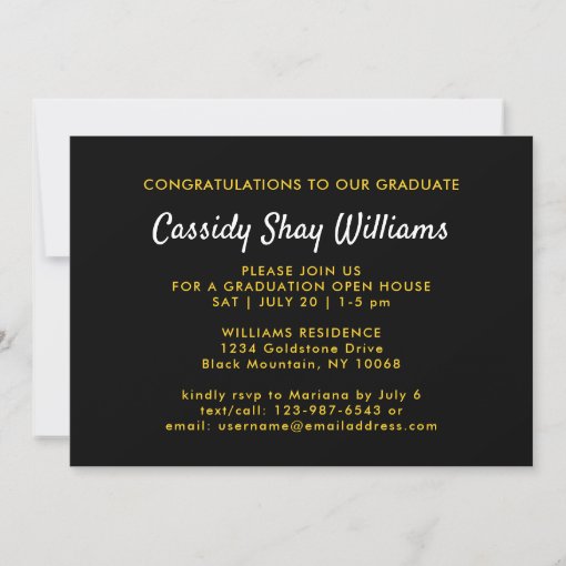 Photo Modern Black Gold Yellow Graduation Party Invitation | Zazzle