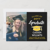Photo Modern Black Gold Yellow Graduation Party Invitation | Zazzle