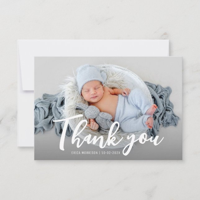photo modern bold script birth announcement (Front)