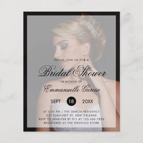 Photo Modern Budget Bridal Shower Invitation Flyer