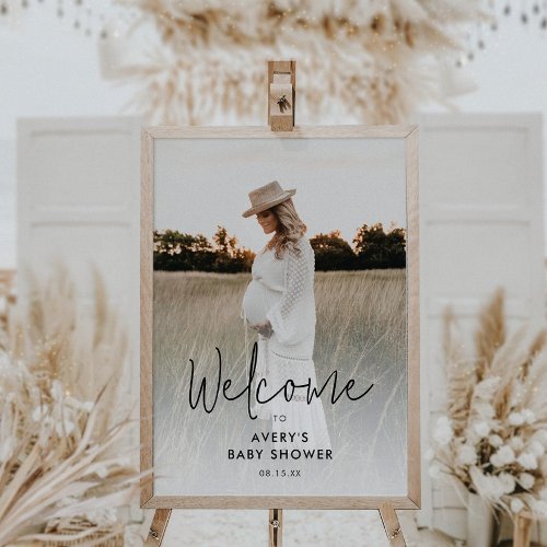 Photo Modern Calligraphy Baby Shower Welcome Sign