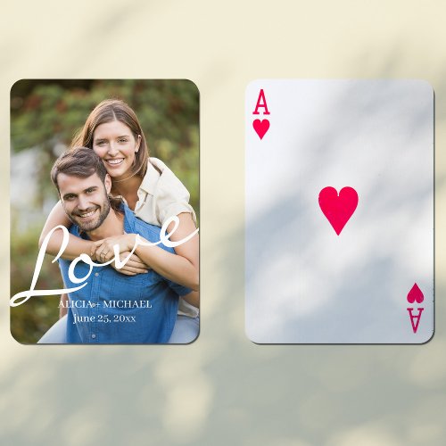 Photo modern couple engagement keepsake gift poker cards