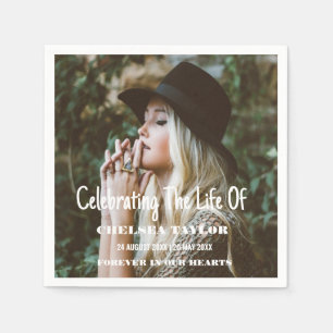 Photo Modern Funeral Celebration of Life Memorial Napkins