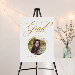 Photo Modern Gold Script Graduation Party Sign