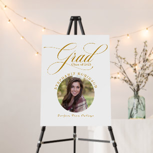 Photo Modern Gold Script Graduation Party Sign