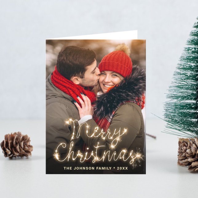 PHOTO Modern Golden Christmas Greeting Holiday Card (Creator Uploaded)