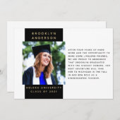 Photo Modern Graduation Message Invitation (Front/Back)