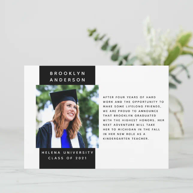 Photo Modern Graduation Message Invitation | Zazzle