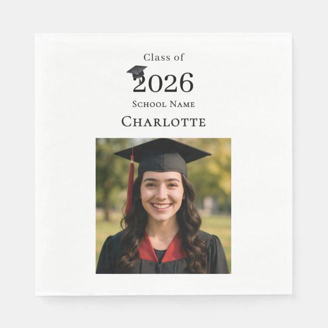 Photo modern Graduation Party luncheon Napkins (Front)