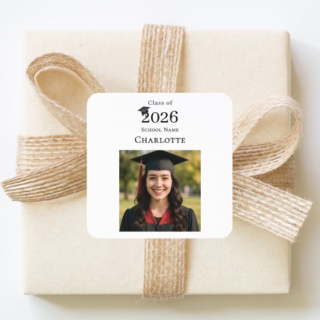 Photo modern Graduation Party Square Sticker (Creator Uploaded)