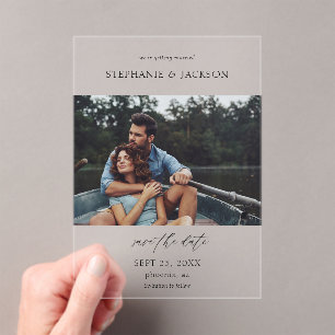 Photo Modern H Pano Save the Date Acrylic Invitations