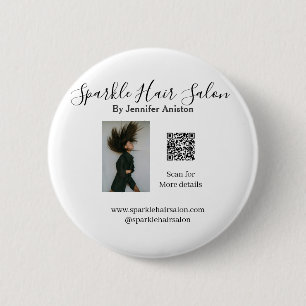 Photo modern hair salon small business QR code  Button