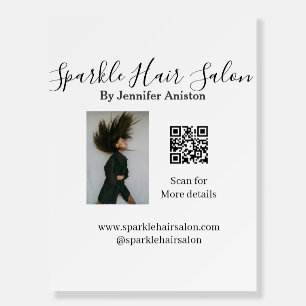 Photo modern hair salon small business QR code Foam Board