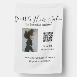 Photo modern hair salon small business QR code  House Flag