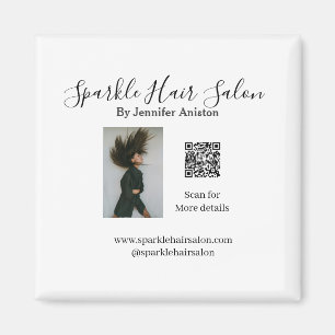 Photo modern hair salon small business QR code Magnet
