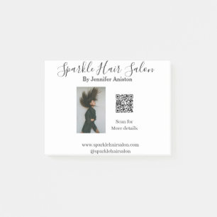 Photo modern hair salon small business QR code Post-it Notes
