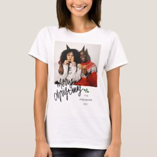 Photo Modern Handwritten Script Merry Christmas T-Shirt