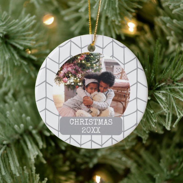 Photo Modern Holidays Christmas Ceramic Ornament (Tree)