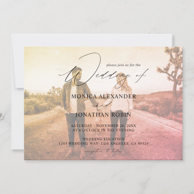 Photo Modern Horizontal 4 Effect Wedding Invitation (Front)