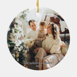 Photo Modern Merry & Bright Colorful Red Green Ceramic Ornament