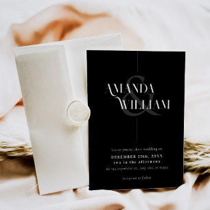 Photo Modern Minimal Black and White Wedding Invitation