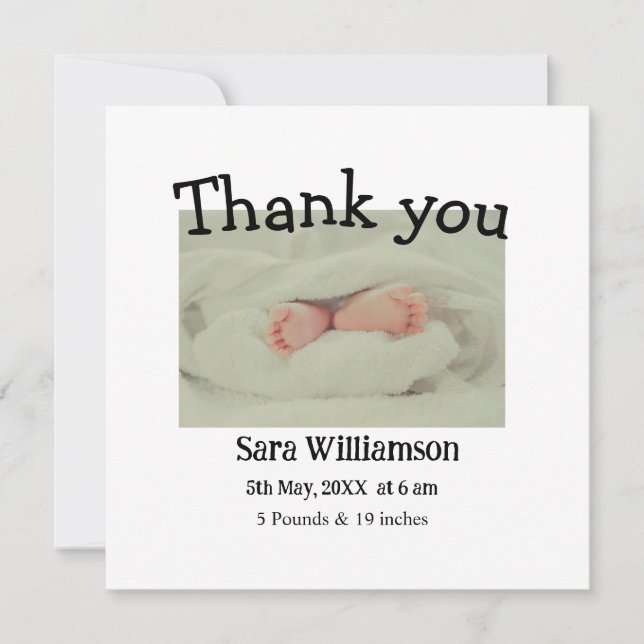 Photo modern minimal edit birth announcement card (Front)