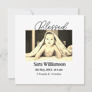Photo modern minimal edit birth announcement card