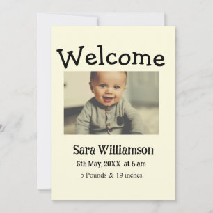 Photo modern minimal edit birth announcement card