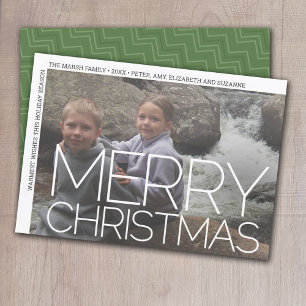 Photo Modern Minimal White Border Merry Christmas Holiday Card