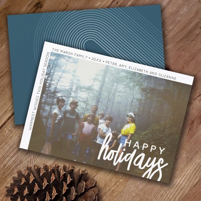 Photo Modern - Minimal White Border Offset Happy Holiday Card (Creator Uploaded)