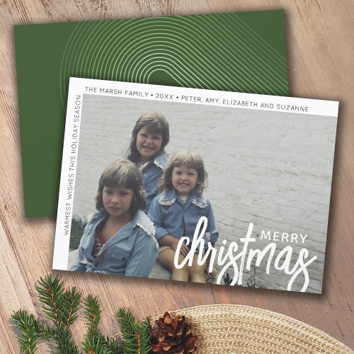 Photo Modern _ Minimal White Border Offset Merry C Holiday Card