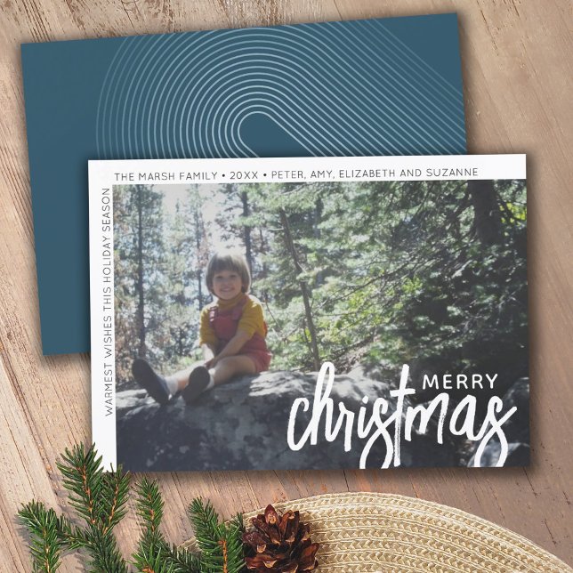 Photo Modern - Minimal White Border Offset Merry C Holiday Card (Creator Uploaded)