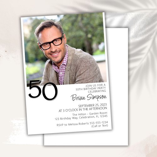 Photo Modern Minimalist 50th Birthday Invitation