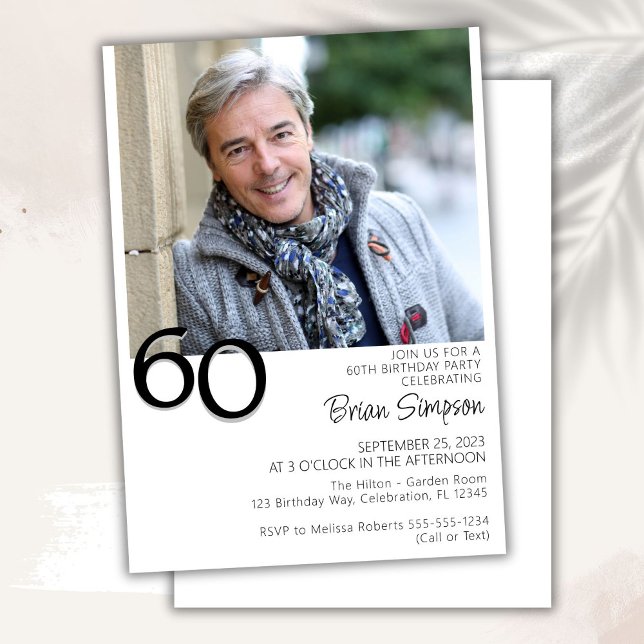 Photo Modern Minimalist 60th Birthday Invitation (Creator Uploaded)