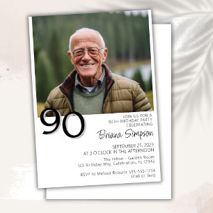 Photo Modern Minimalist 90th Birthday Invitation