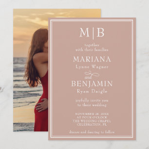 Photo Modern Minimalist Boho Pink Wedding Invitation