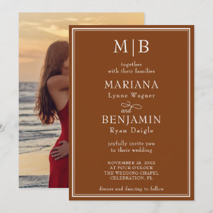 Photo Modern Minimalist Brown Wedding Invitation