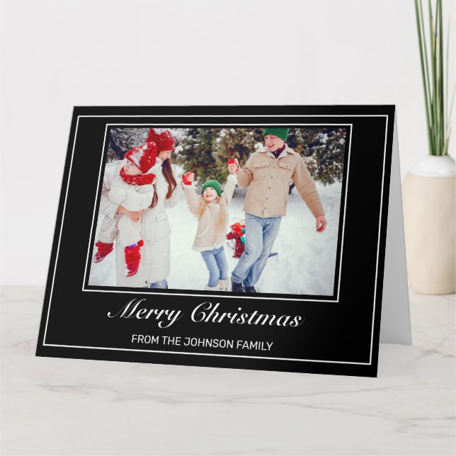 Photo Modern Minimalist Merry Christmas Greeting Card (Front)