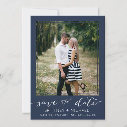 Photo Modern Navy Blue Save The Date