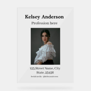 Photo modern profession social media address simpl acrylic sign